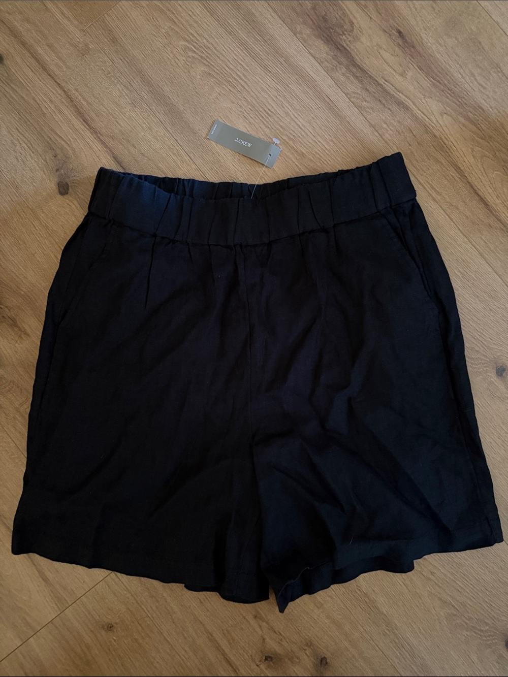 J. Crew Black M Linen NEW NWT High-Waist Elastic-Waist Women's Shorts